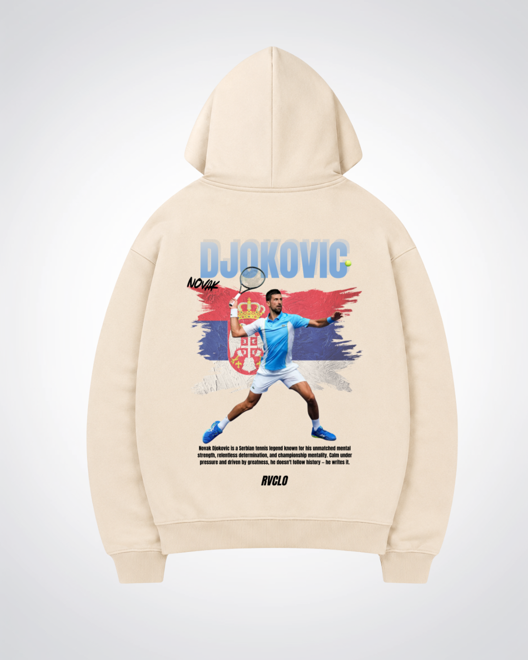 Djokovic Oversized Hoodie - Beige Back (Designed)