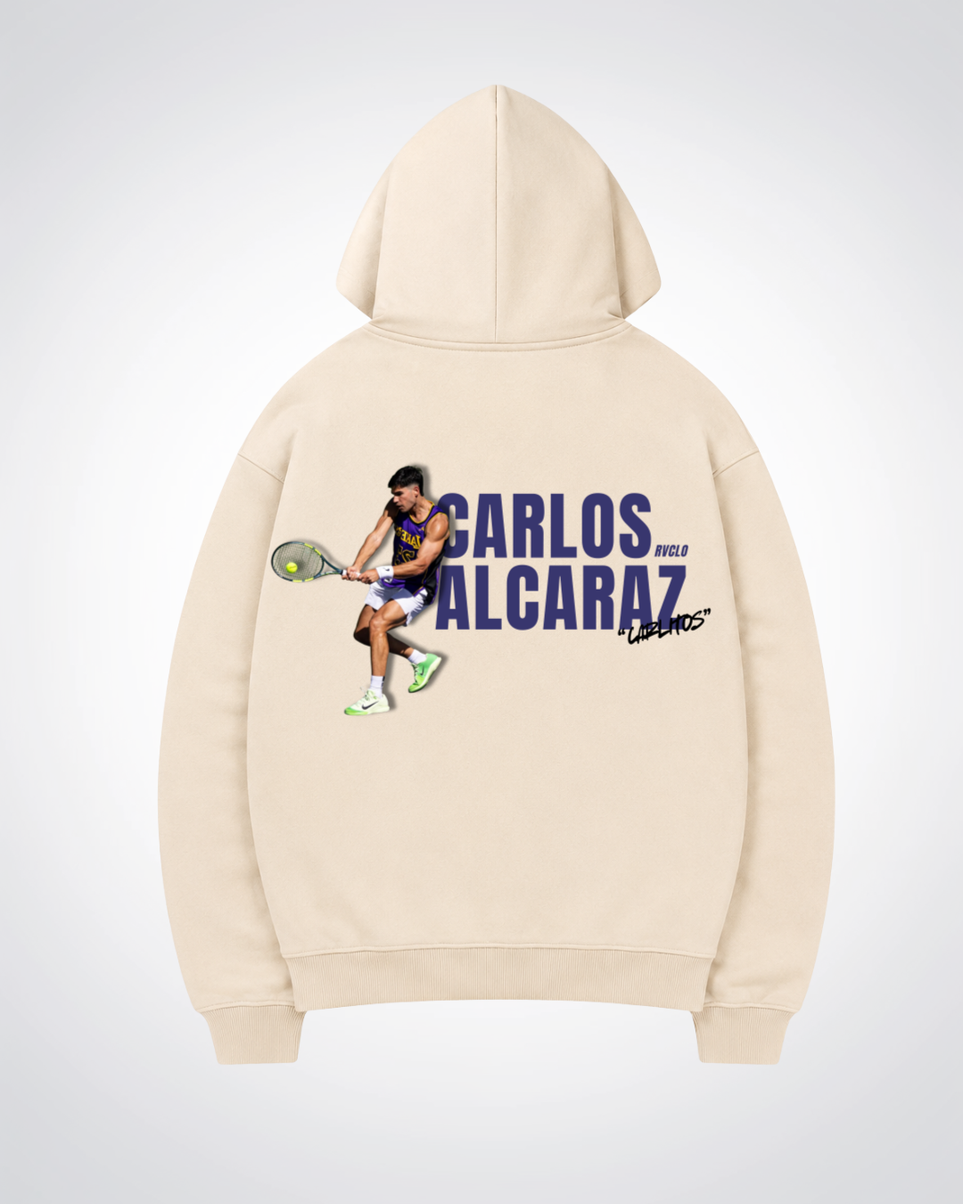 Carlos Alcaraz Oversized Hoodie - Beige Back (Designed)