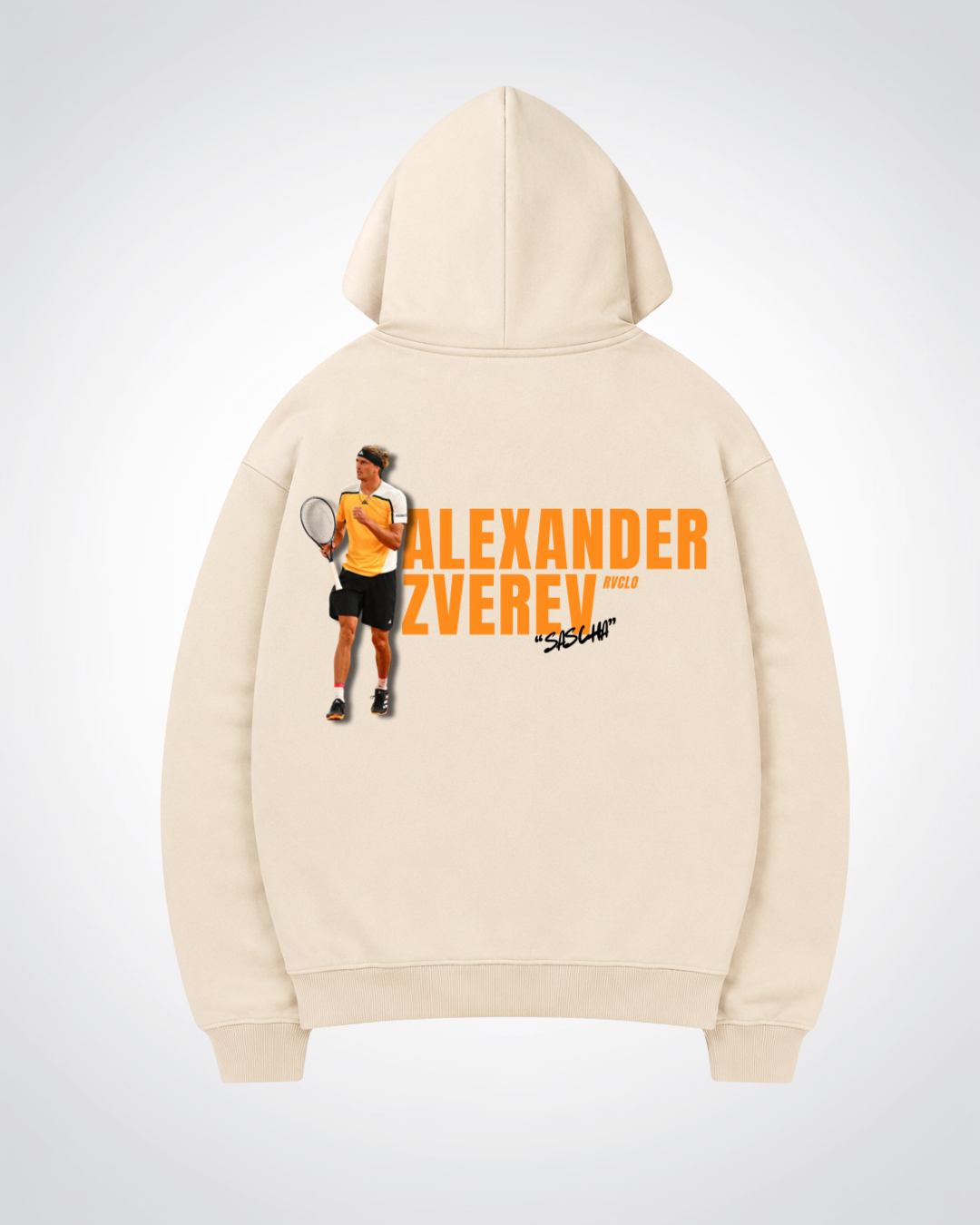 Alexander Zverev Oversized Hoodie - Beige Back (Designed)