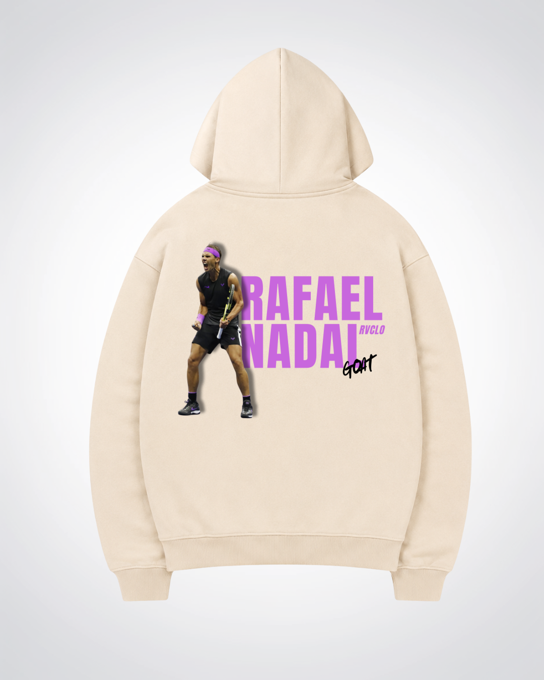 Rafael Nadal Oversized Hoodie - Beige Back (Designed)