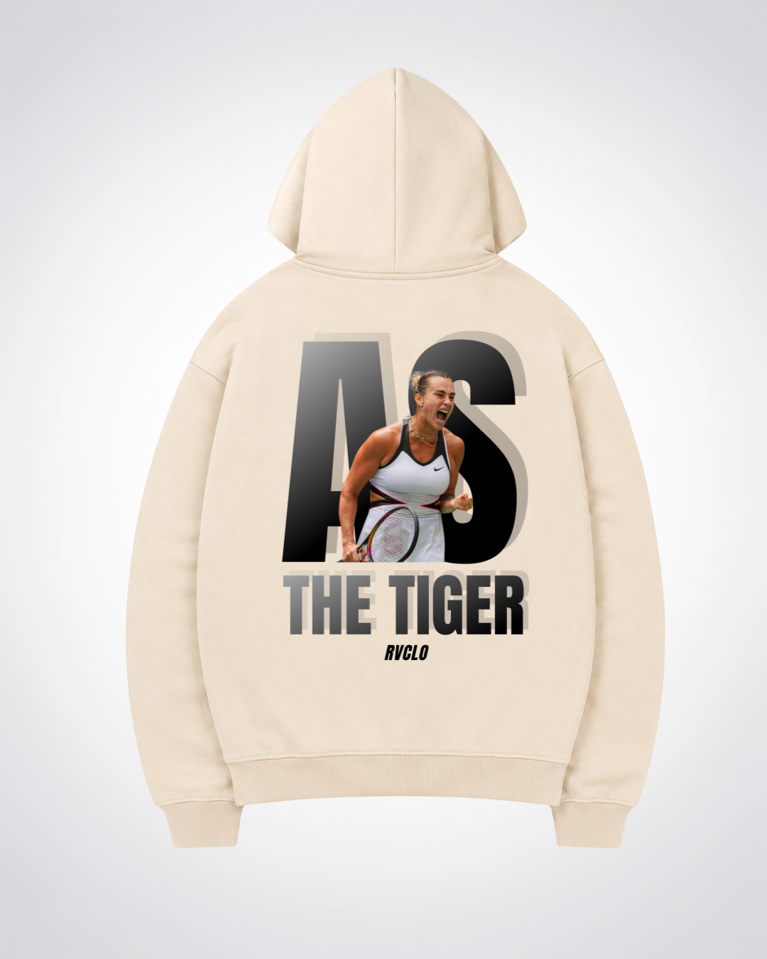 AS "The Tiger"  Oversized Hoodie - Beige Back (Designed)