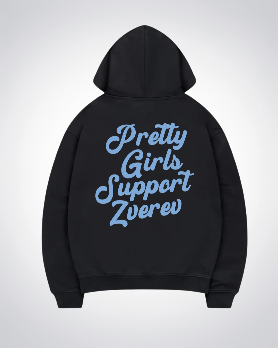 Pretty Girls Support Zverev Oversized Hoodie - Black Back (Designed)