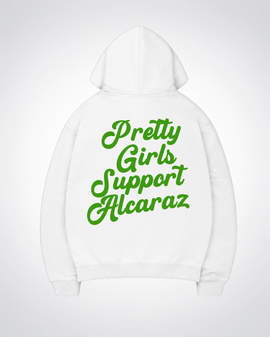 Pretty Girls Support Alcaraz Oversized Hoodie - White Back (Designed)