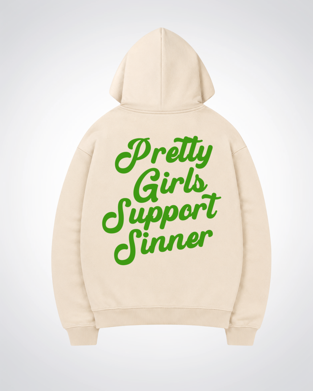 Pretty Girls Support Sinner Oversized Hoodie - Beige Back (Designed)