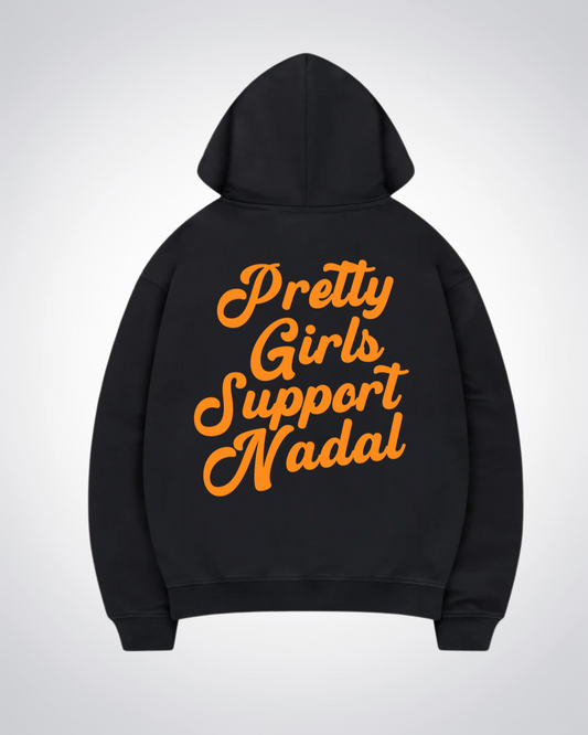 Pretty Girls Support Nadal Oversized Hoodie - Black Back (Designed)