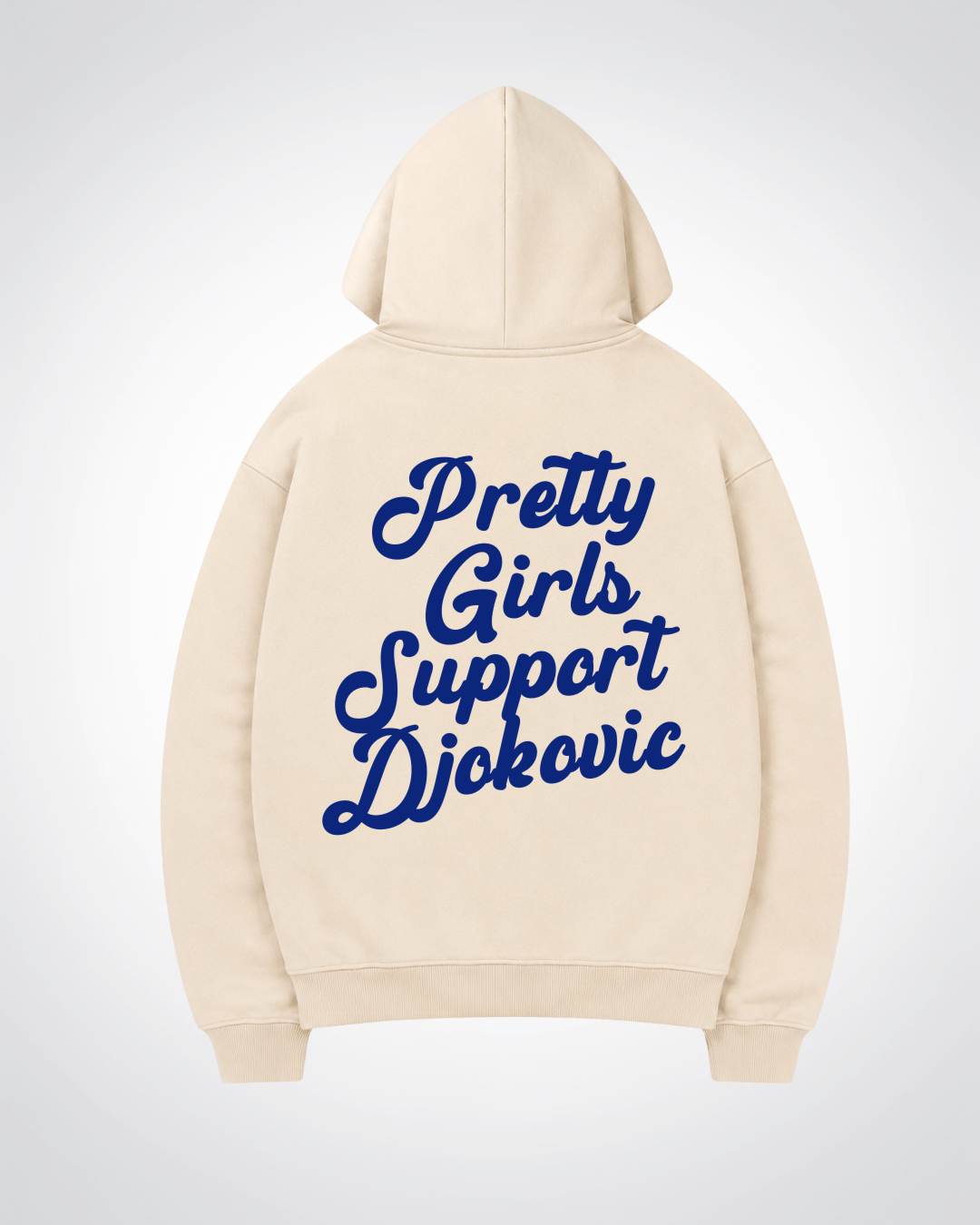 Pretty Girls Support Djokovic Oversized Hoodie - Beige Back (Designed)