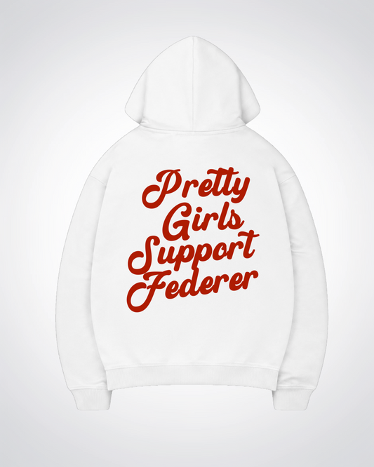 Pretty Girls Support Federer Oversized Hoodie - White Back (Designed)