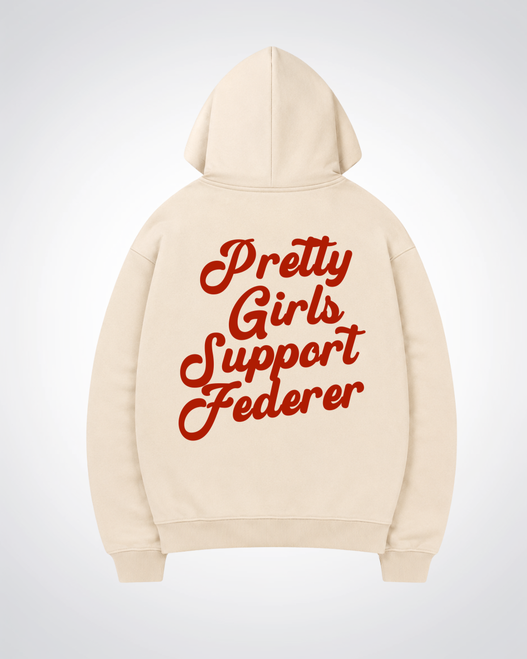 Pretty Girls Support Federer Oversized Hoodie - Beige Back (Designed)