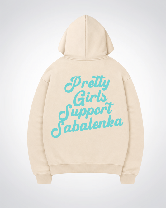 Pretty Girls Support Sabalenka Oversized Hoodie - Beige Back (Designed)