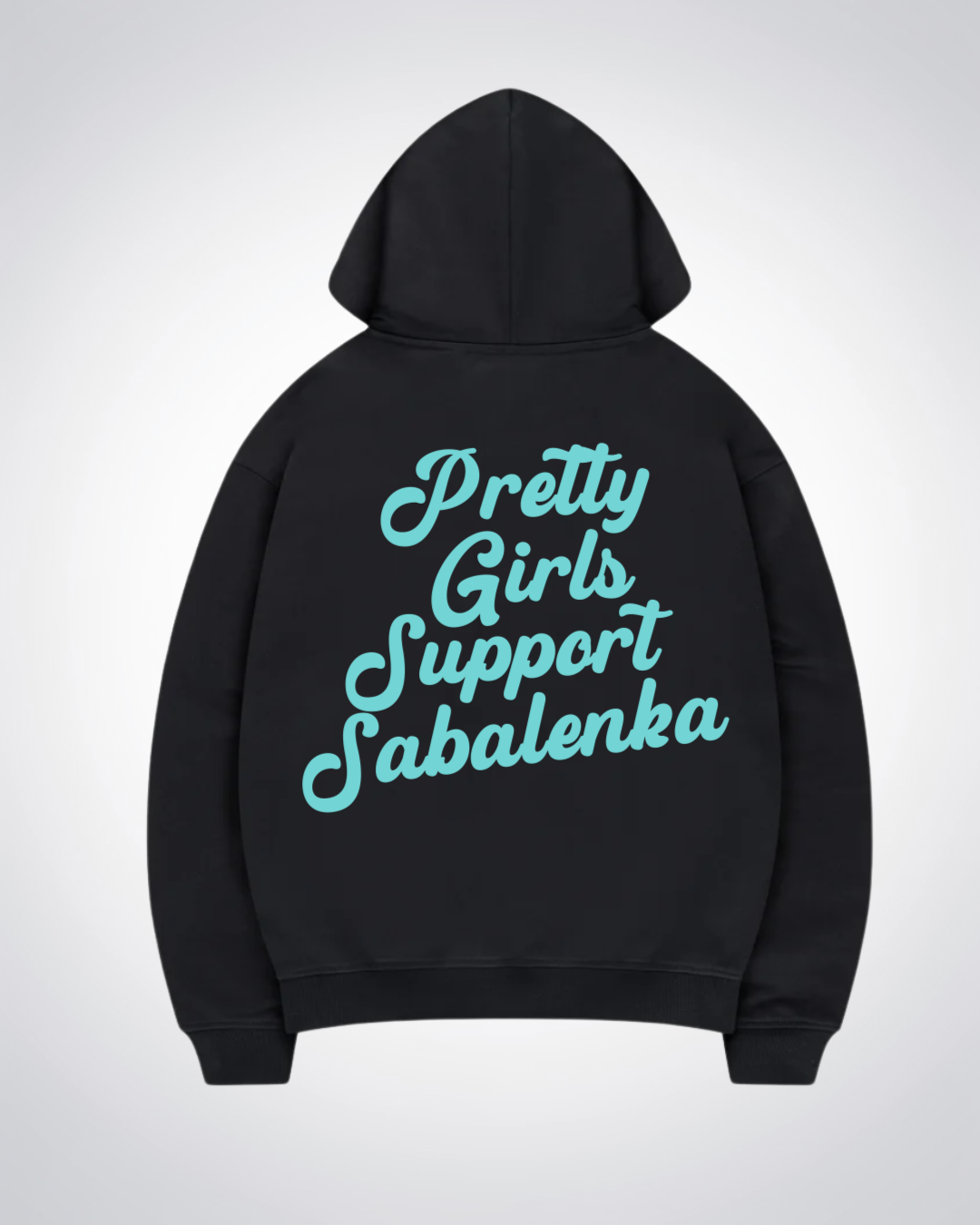 Pretty Girls Support Sabalenka Oversized Hoodie - Black Back (Designed)