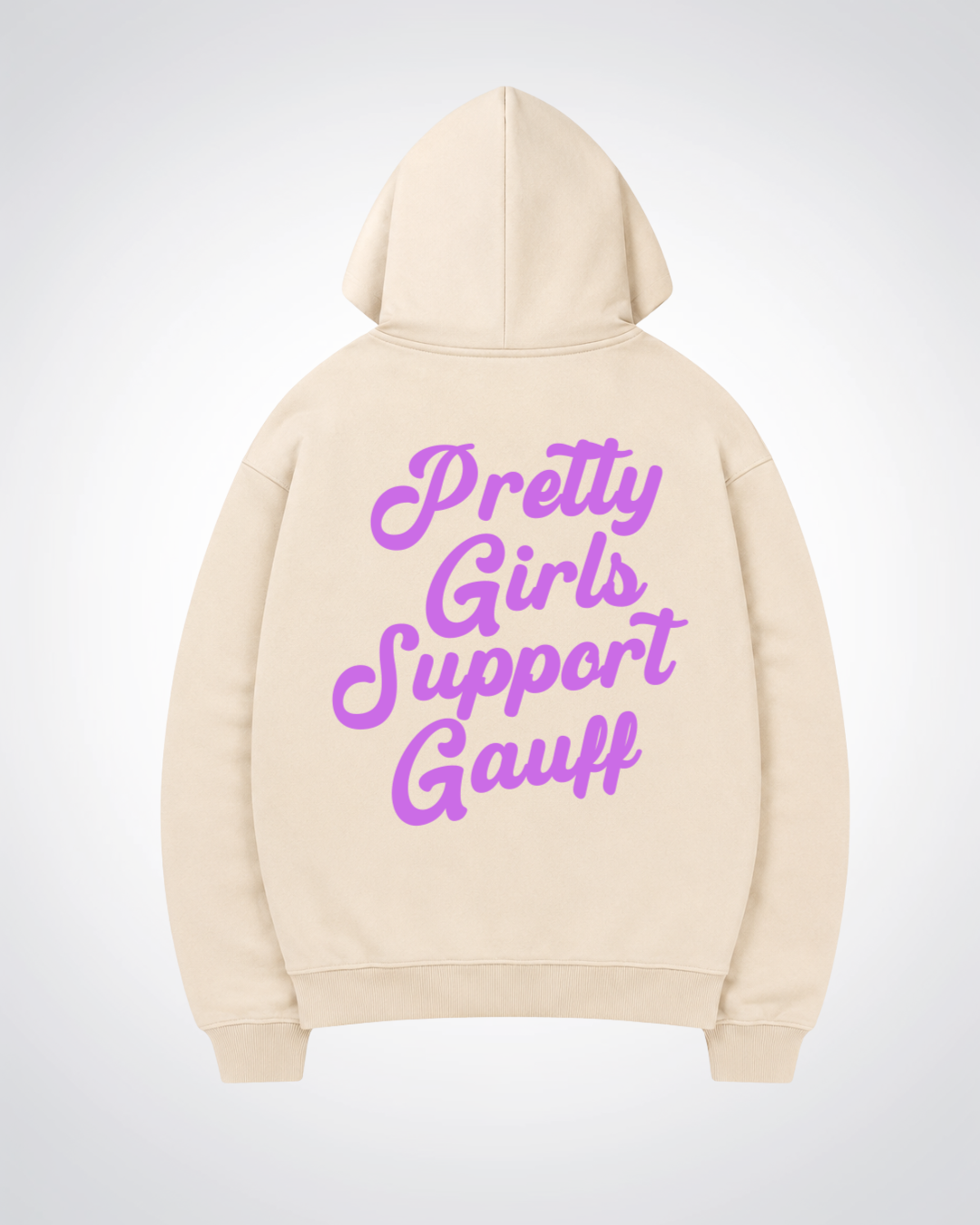 Pretty Girls Support Gauff Oversized Hoodie - Beige Back (Designed)