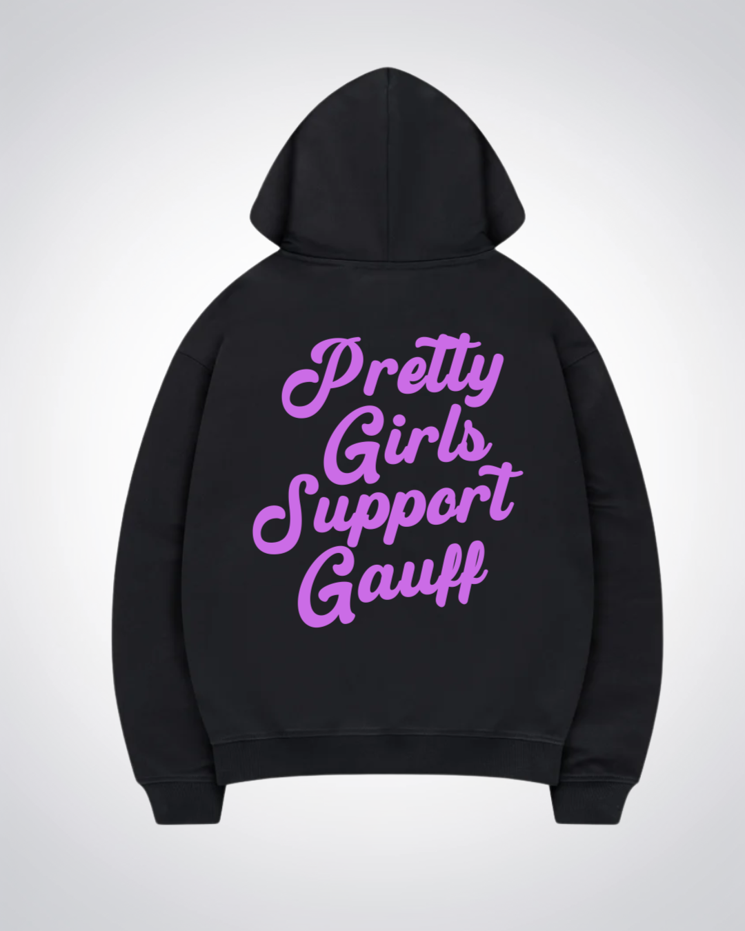 Pretty Girls Support Gauff Oversized Hoodie - Black Back (Designed)