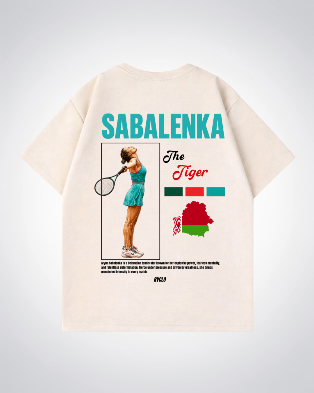 Sabalenka Oversized Shirt - Beige Back (Designed)