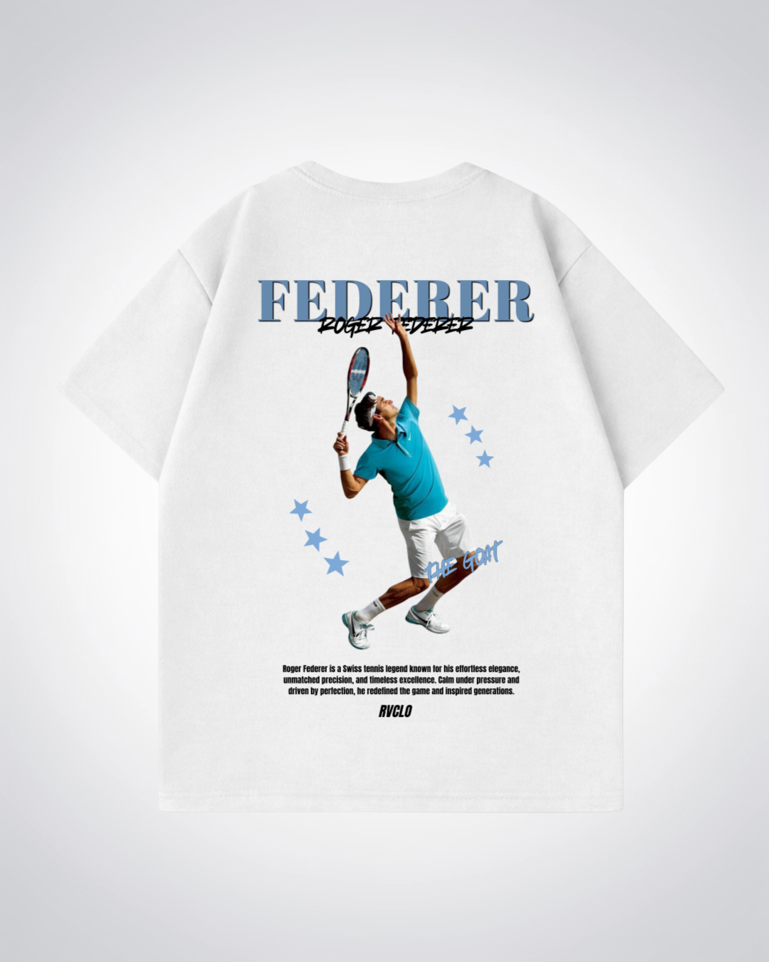 Federer Star Oversized Shirt - White Back (Designed)