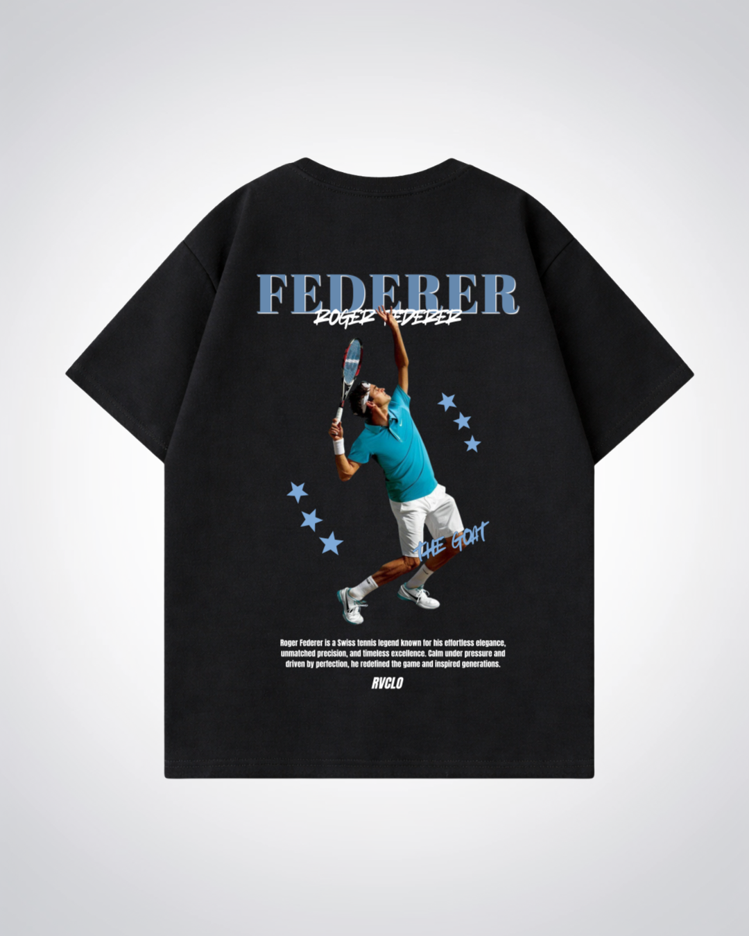 Federer Star Oversized Shirt - Black Back (Designed)