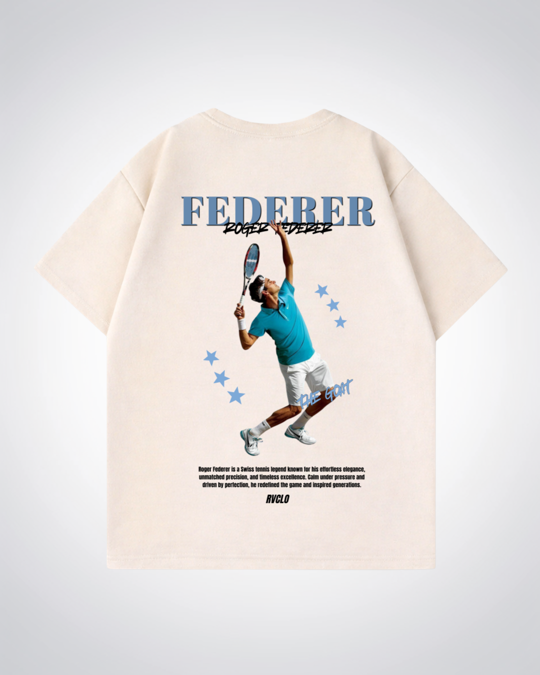 Federer Star Oversized Shirt - Beige Back (Designed)