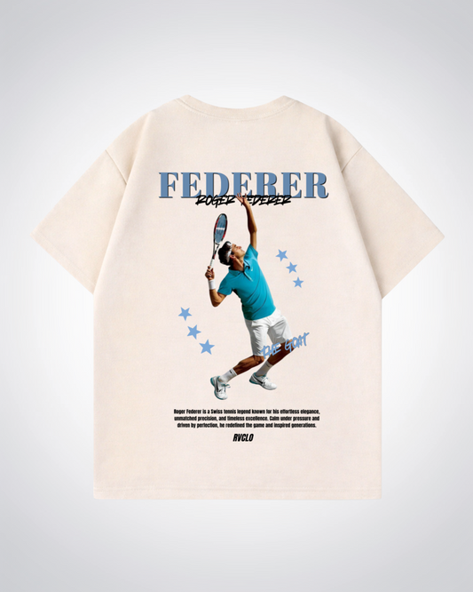 Federer Star Oversized Shirt - Beige Back (Designed)
