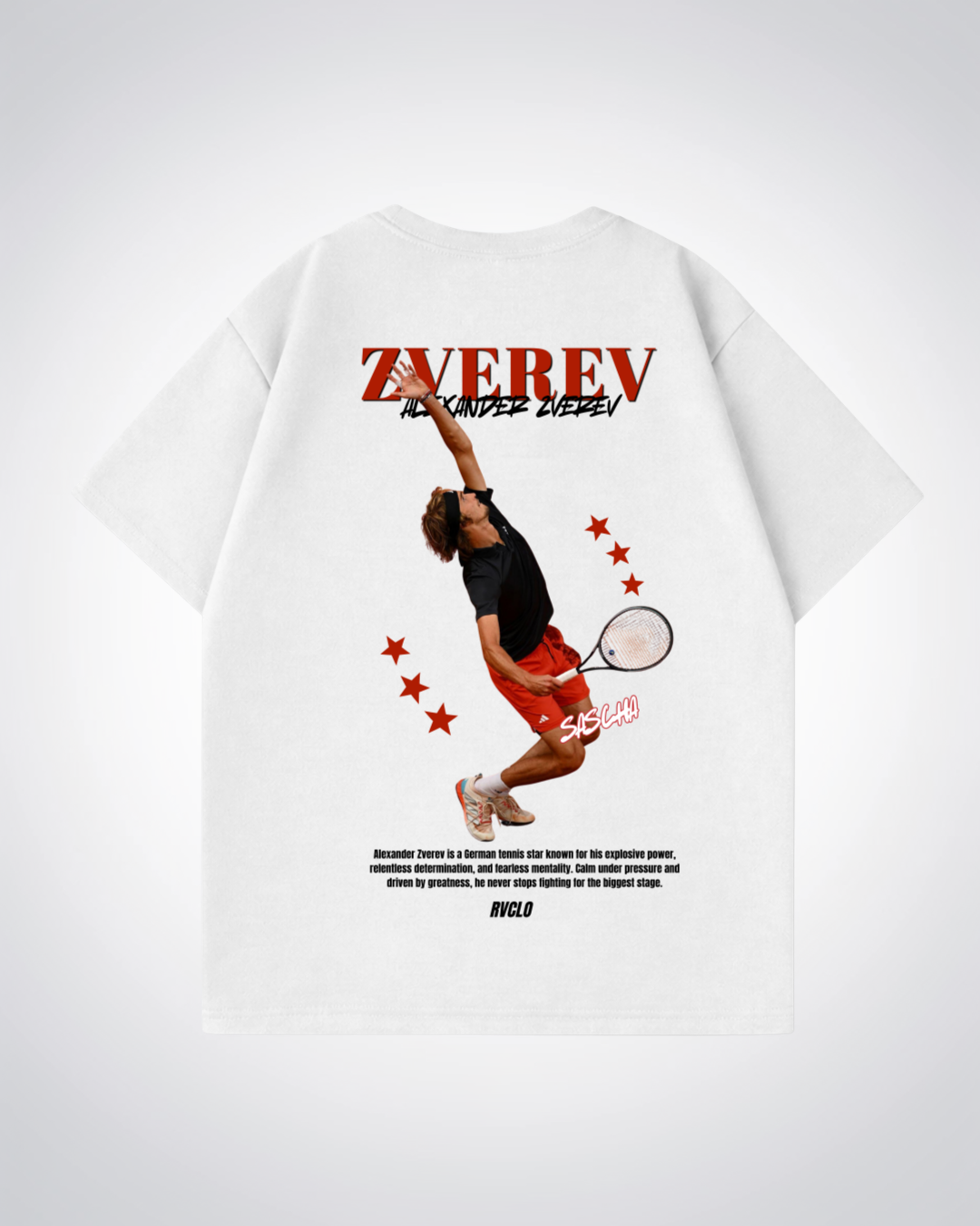 Zverev Star Oversized Shirt - White Back (Designed)
