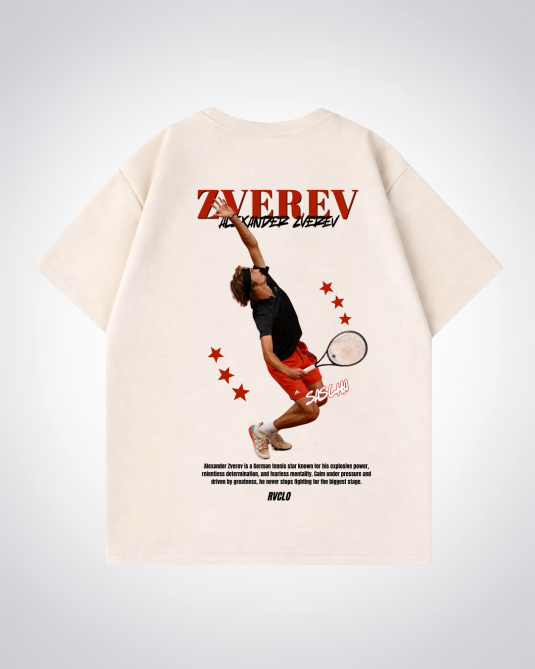 Zverev Star Oversized Shirt - Beige Back (Designed)
