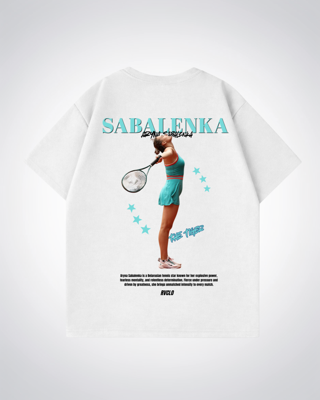 Sabalenka Star Oversized Shirt - White Back (Designed)