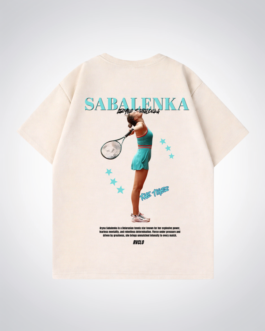 Sabalenka Star Oversized Shirt - Beige Back (Designed)