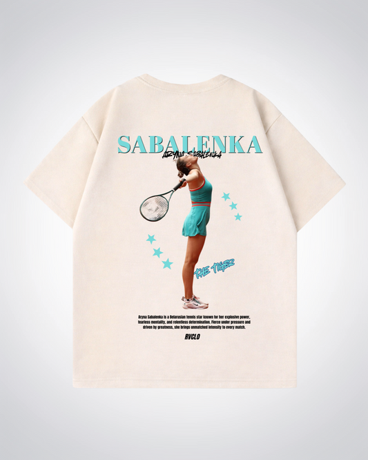 Sabalenka Star Oversized Shirt - Beige Back (Designed)