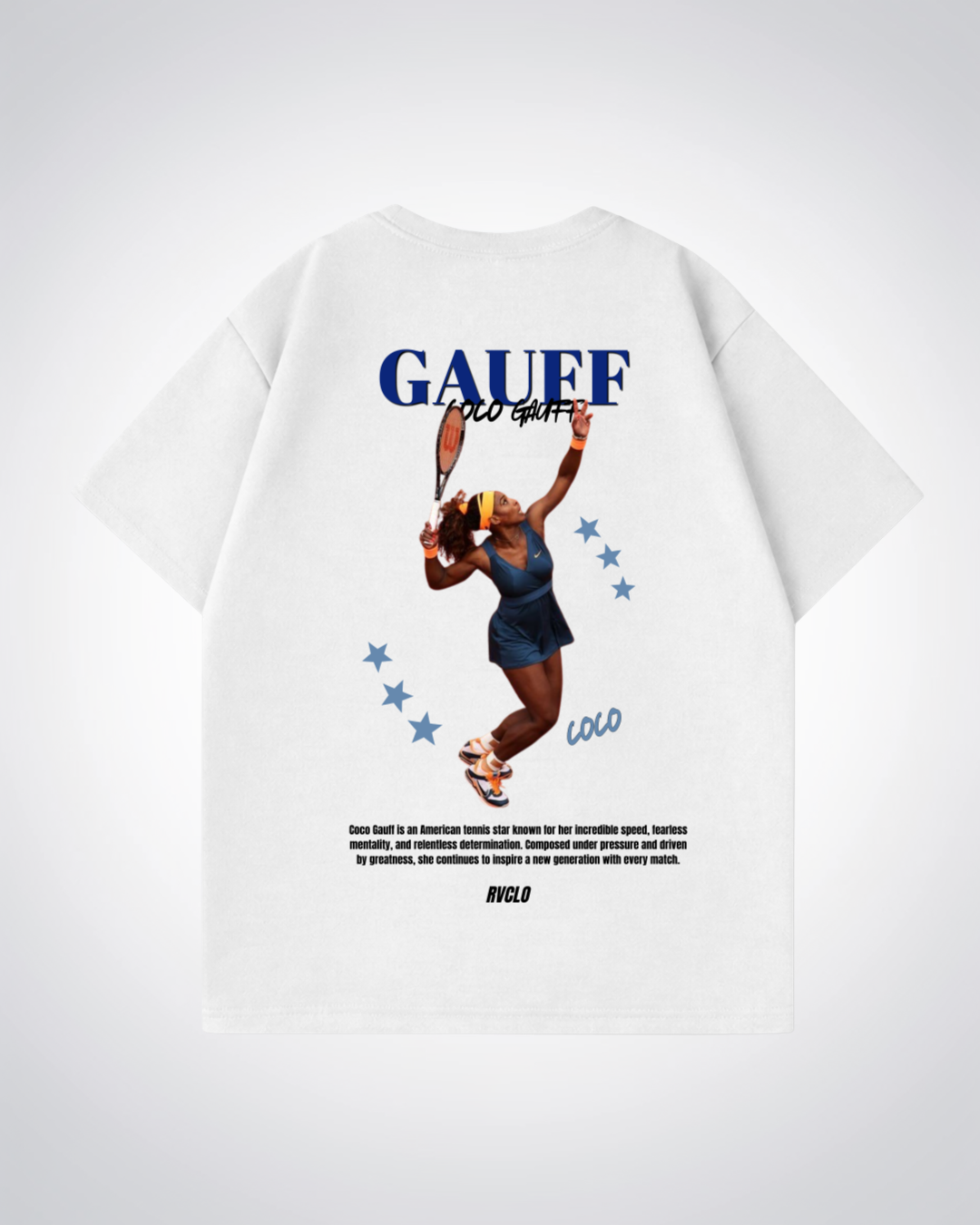 Gauff Star Oversized Shirt - White Back (Designed)
