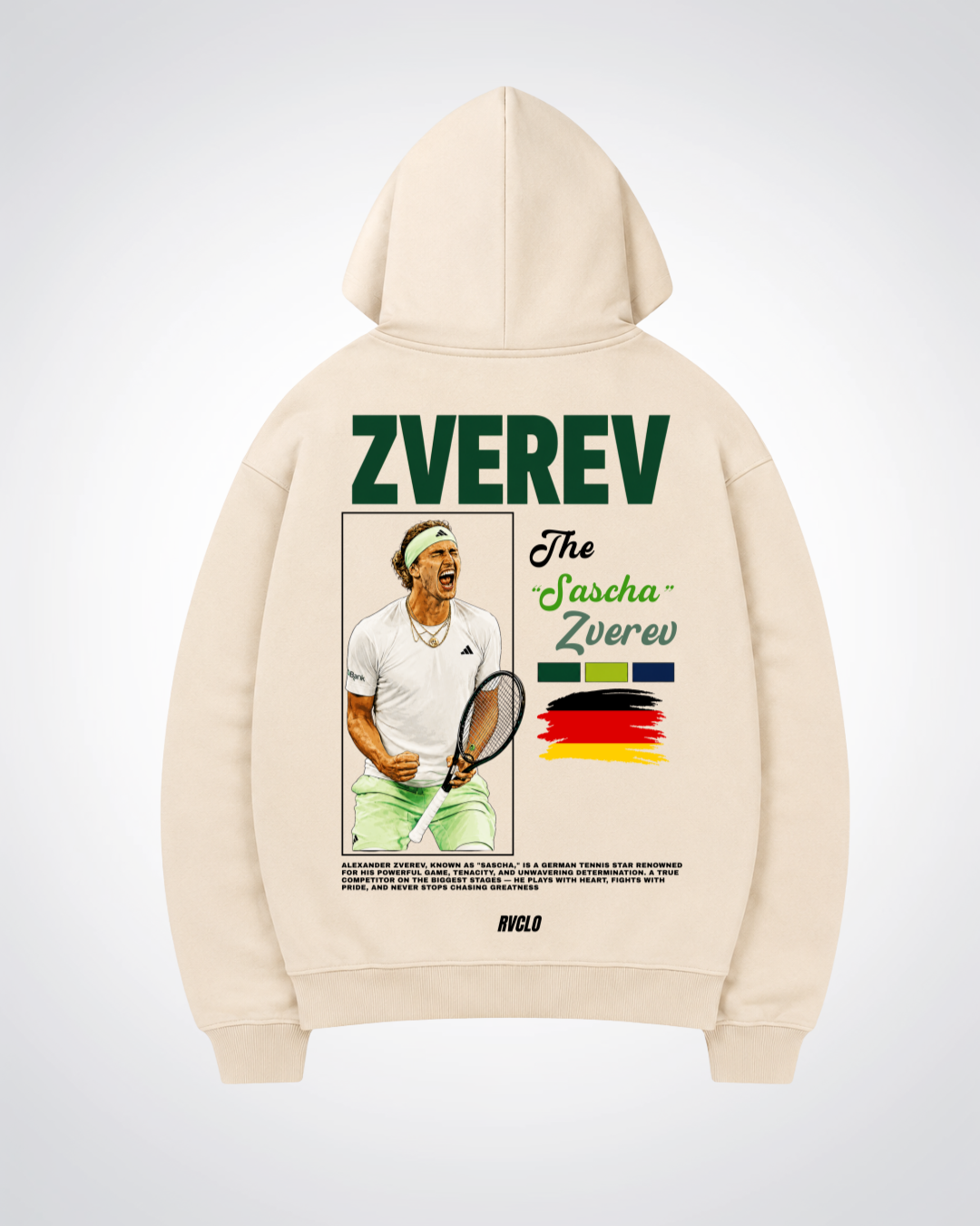 Zverev Oversized Hoodie - Beige Back (Designed)