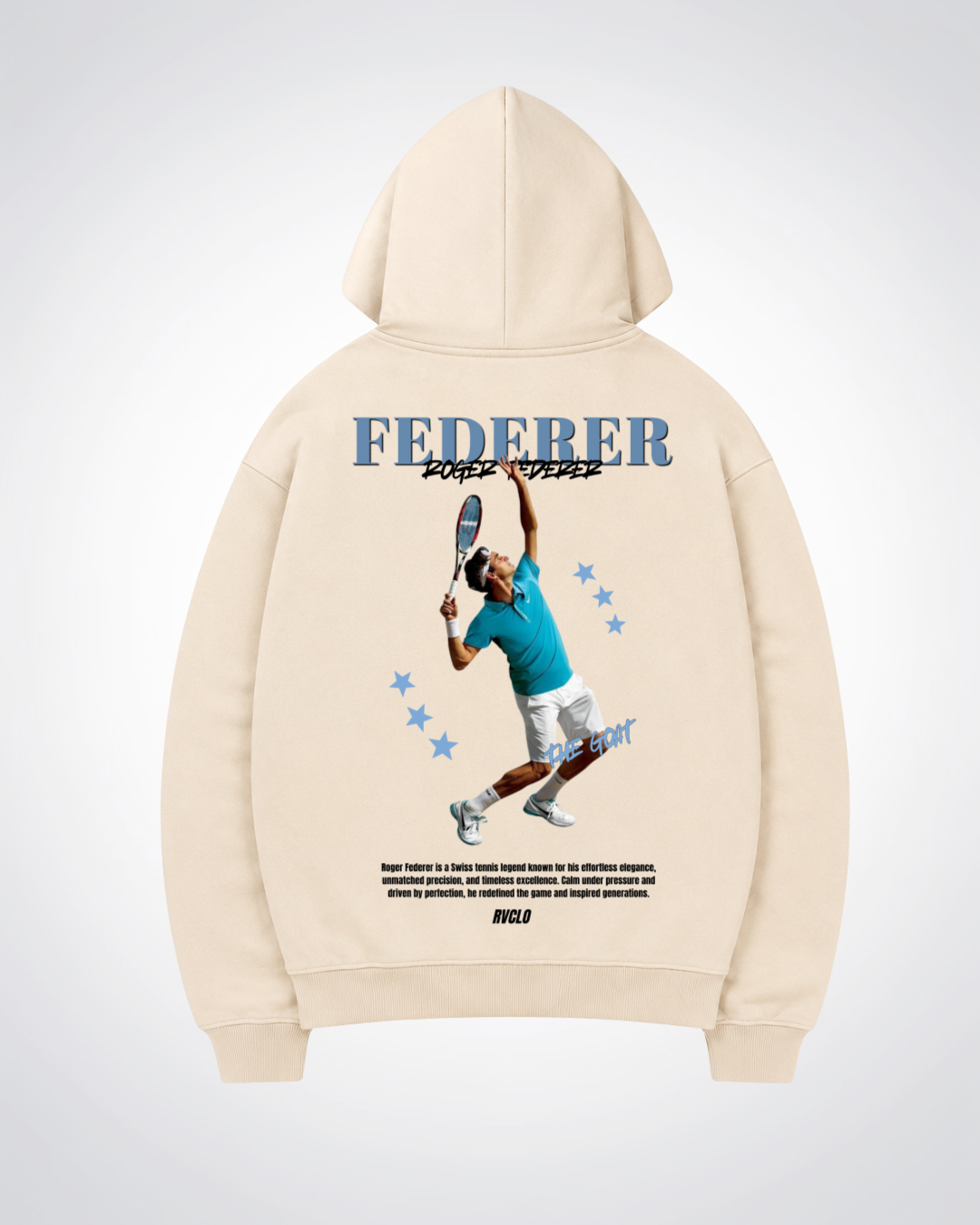 Federer Oversized Hoodie - Beige Back (Designed)