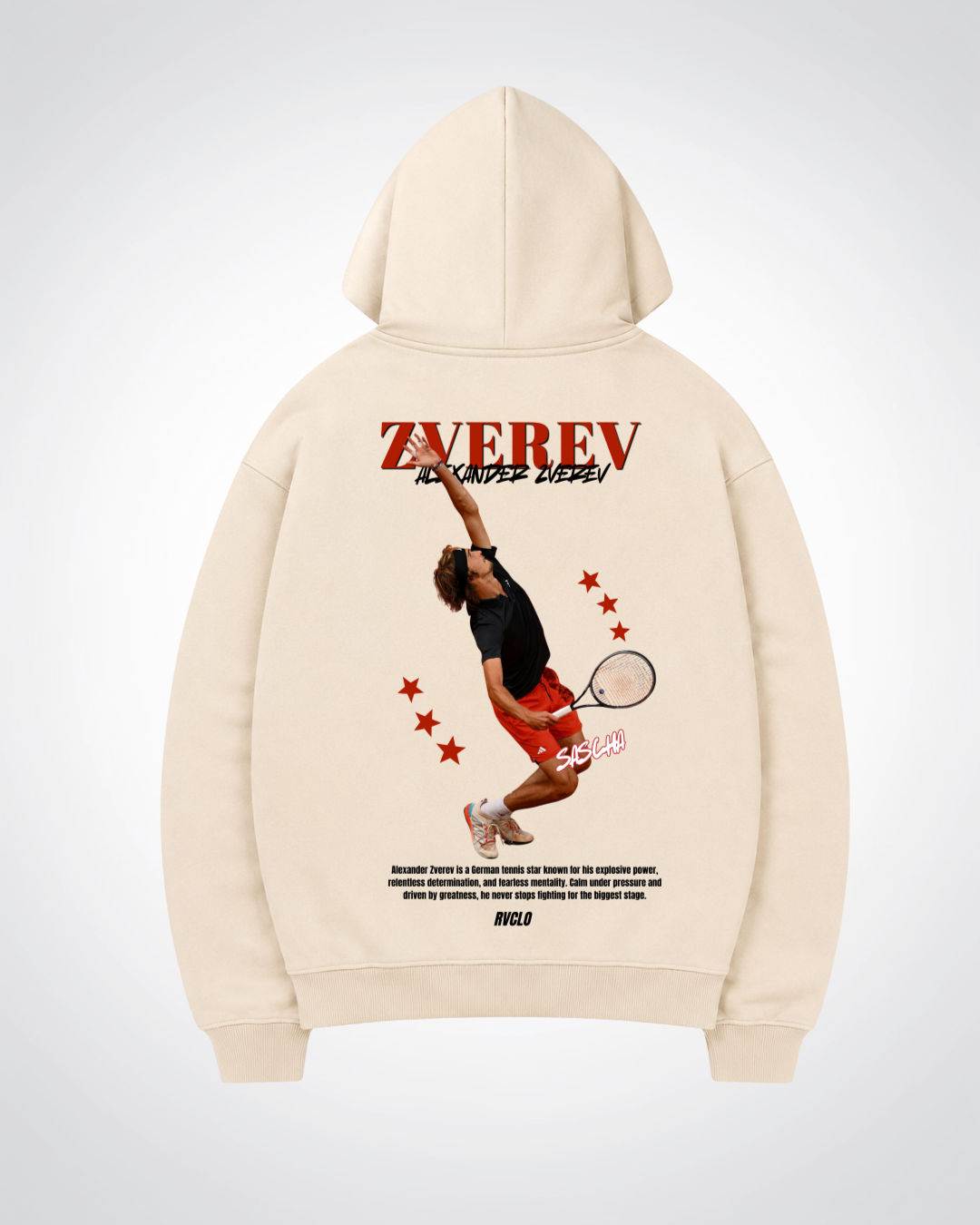 Zverev Oversized Hoodie - Beige Back (Designed)