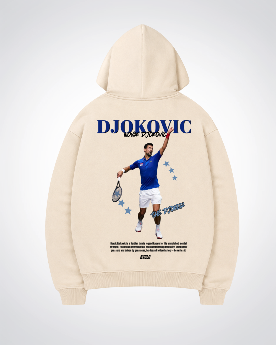 Djokovic Oversized Hoodie - Beige Back (Designed)