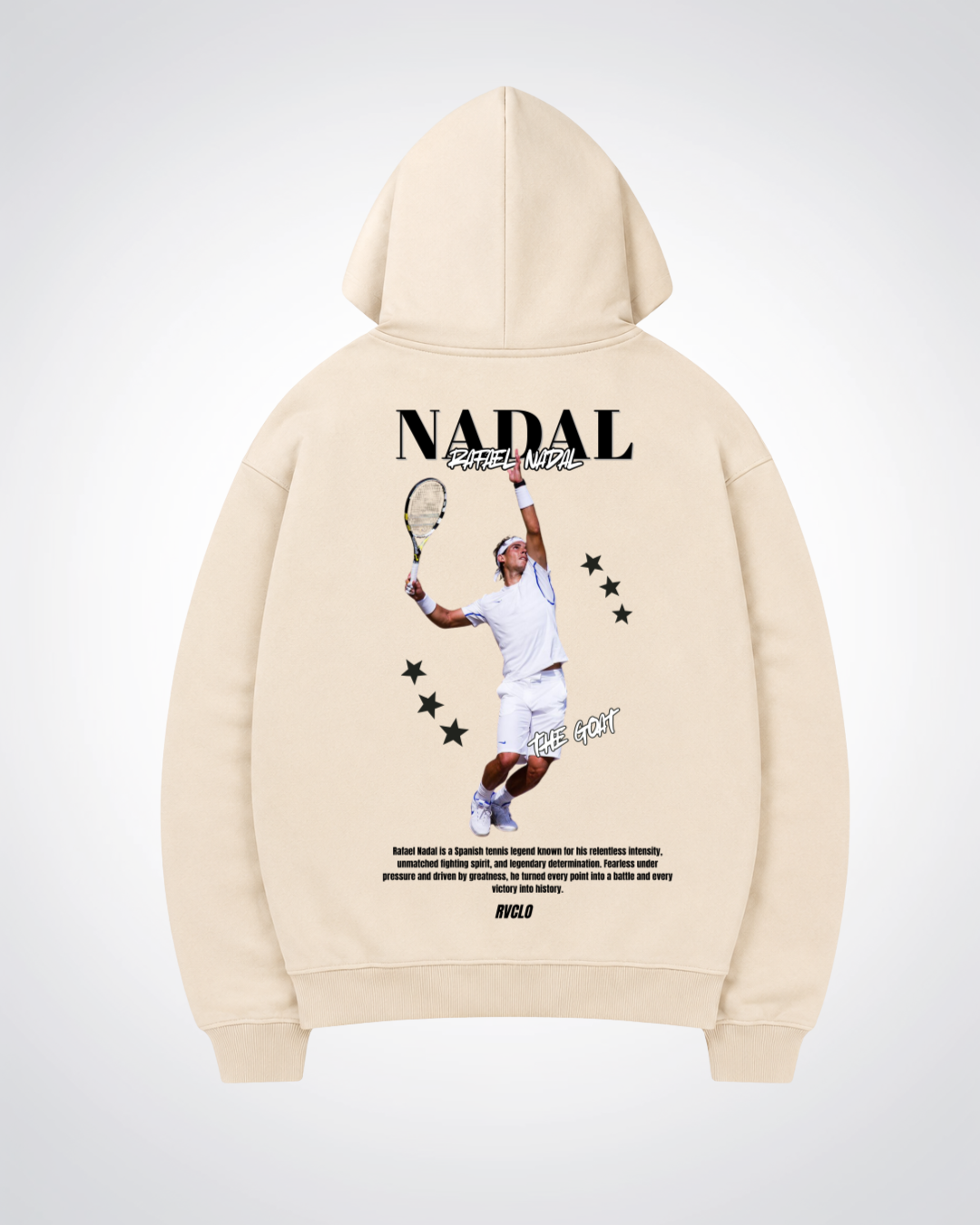 Nadal Star  Oversized Hoodie - Beige Back (Designed)