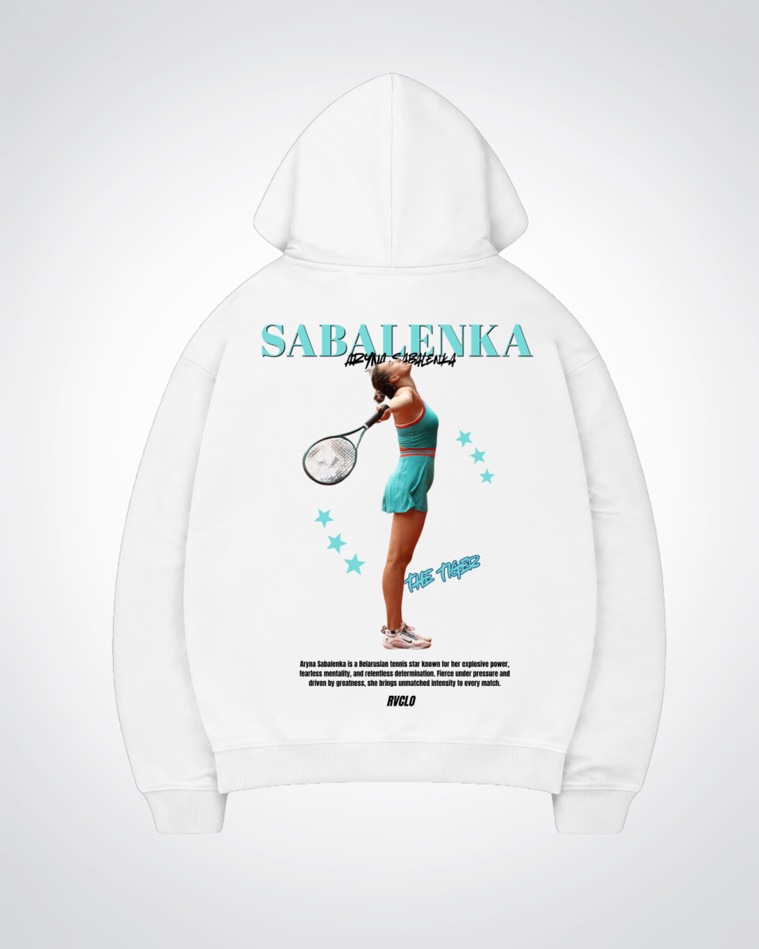 Sabalenka Star Oversized Hoodie - White Back (Designed)