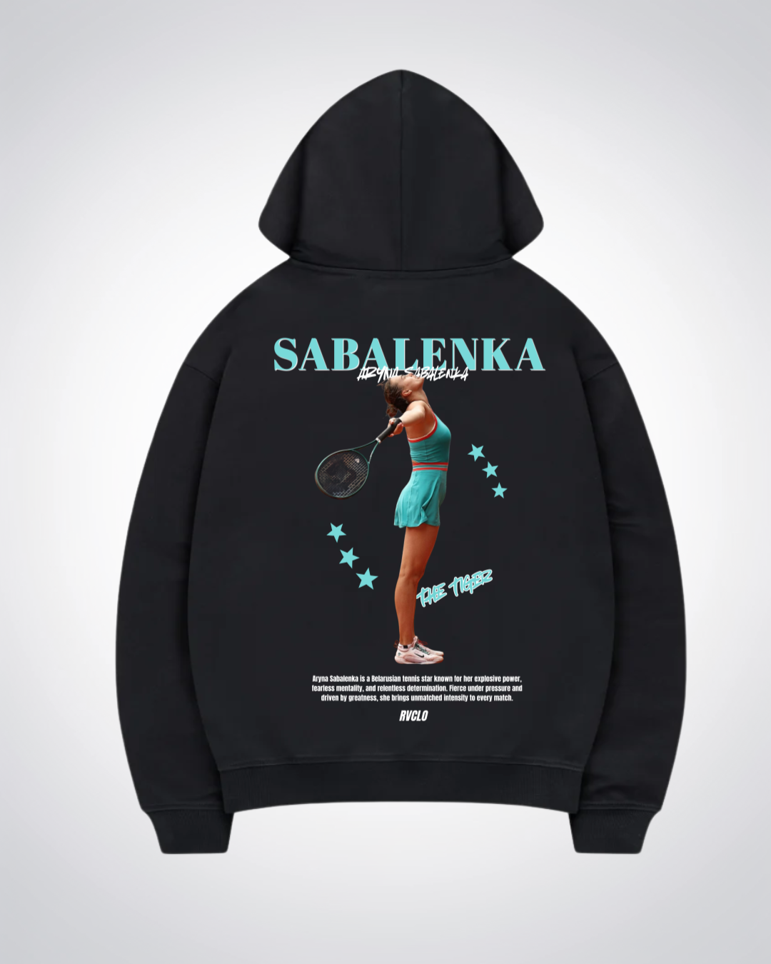 Sabalenka Star Oversized Hoodie - Black Back (Designed)