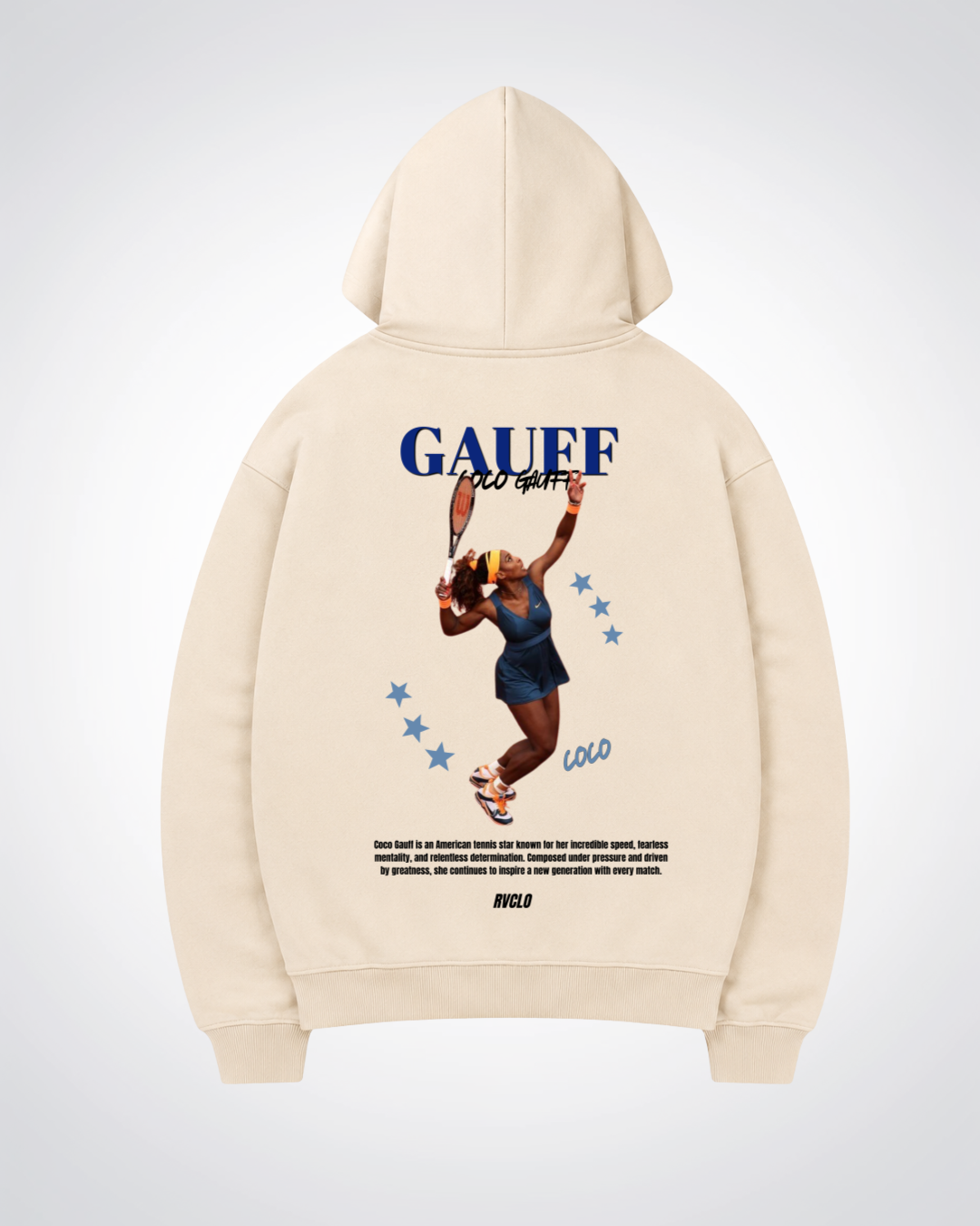 Gauff Star Oversized Hoodie - Beige Back (Designed)