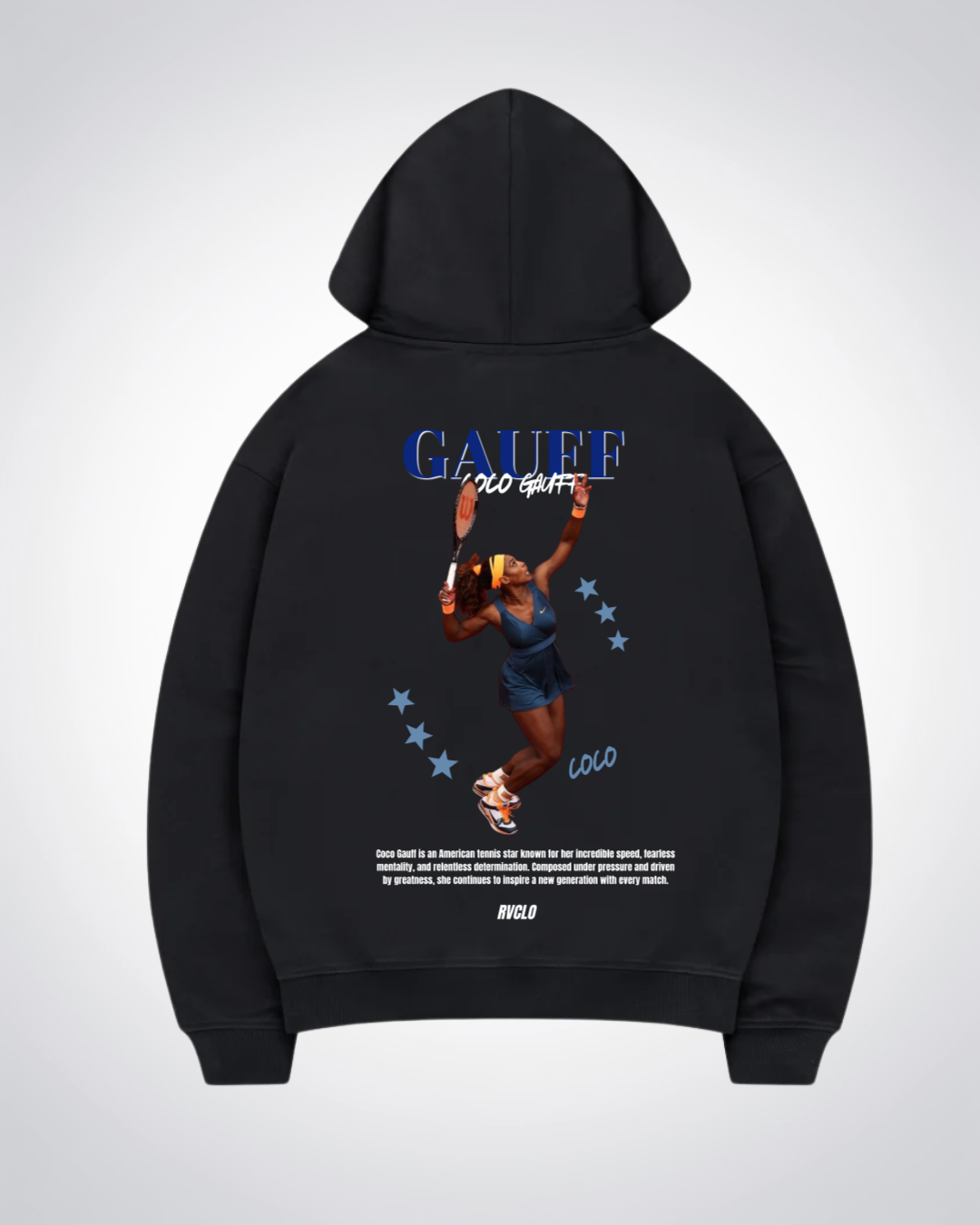 Gauff Star Oversized Hoodie - Black Back (Designed)