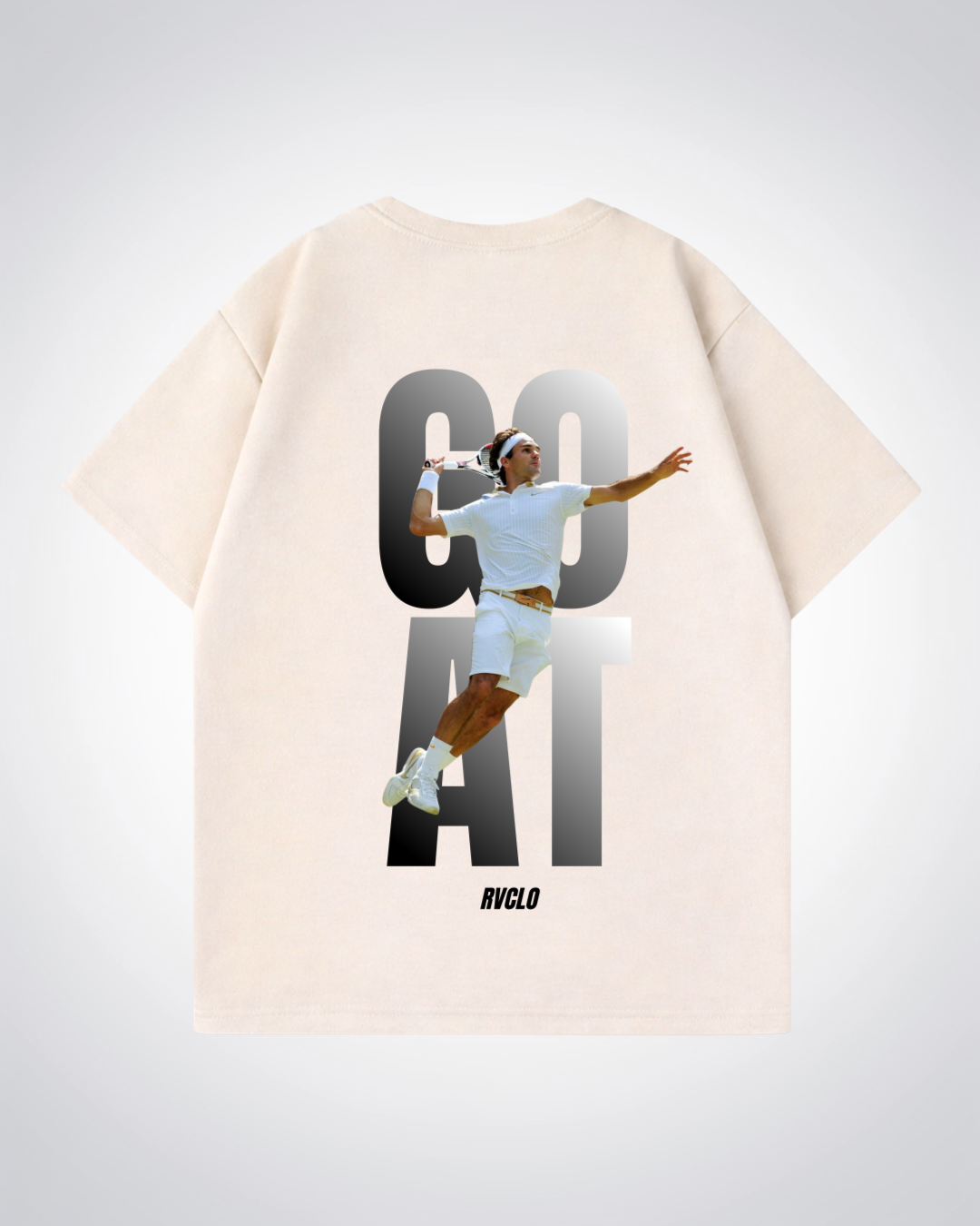 Goat Federer Oversized Shirt  - Beige Back (Designed)