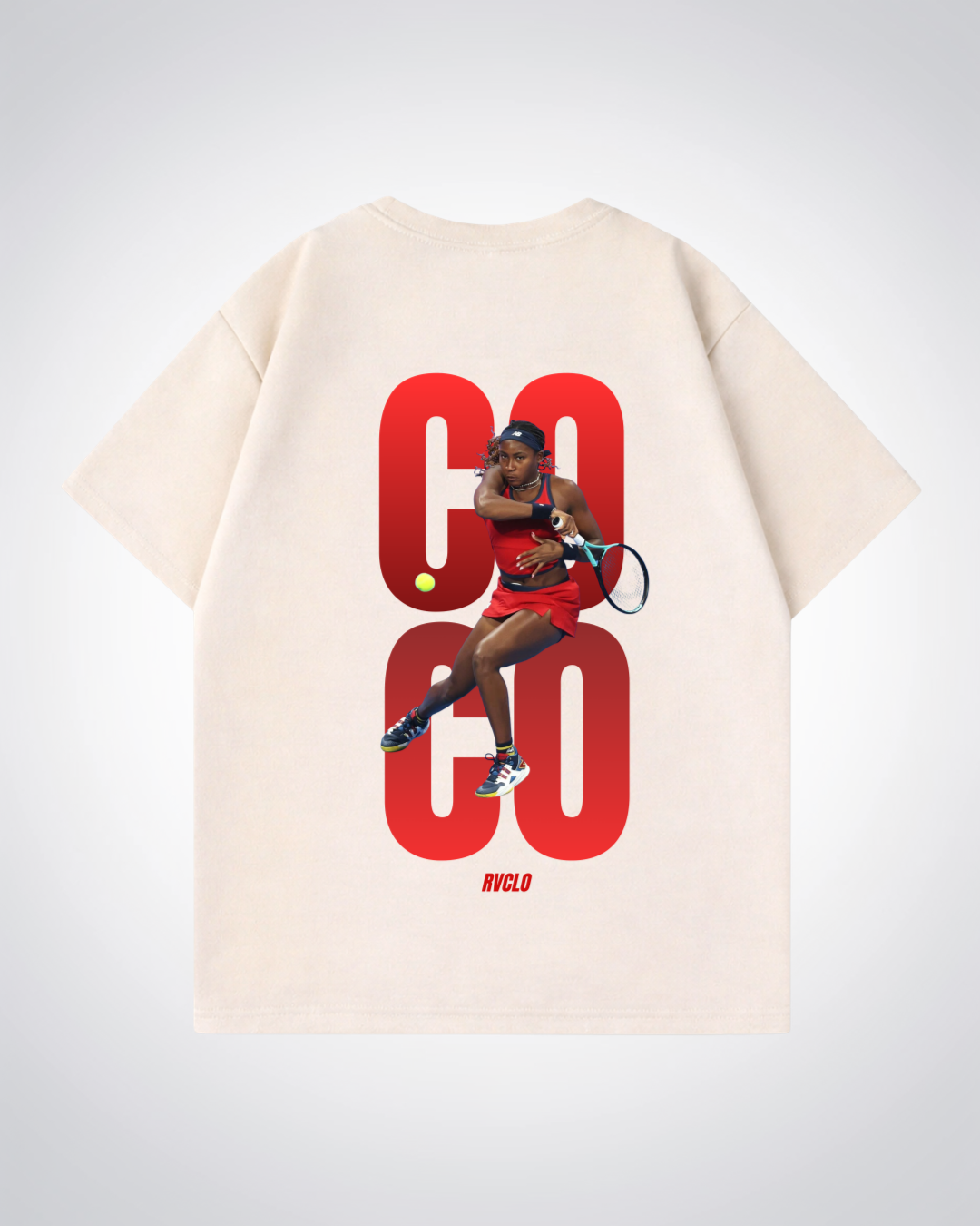 COCO Gauff Oversized Shirt  - Beige Back (Designed)