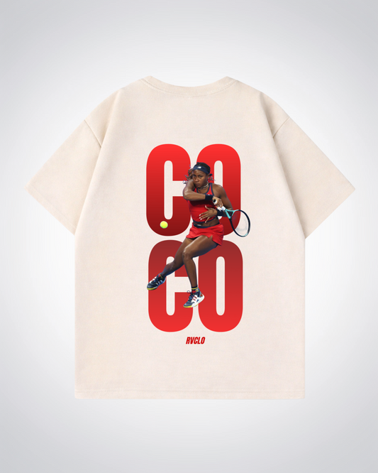 COCO Gauff Oversized Shirt  - Beige Back (Designed)
