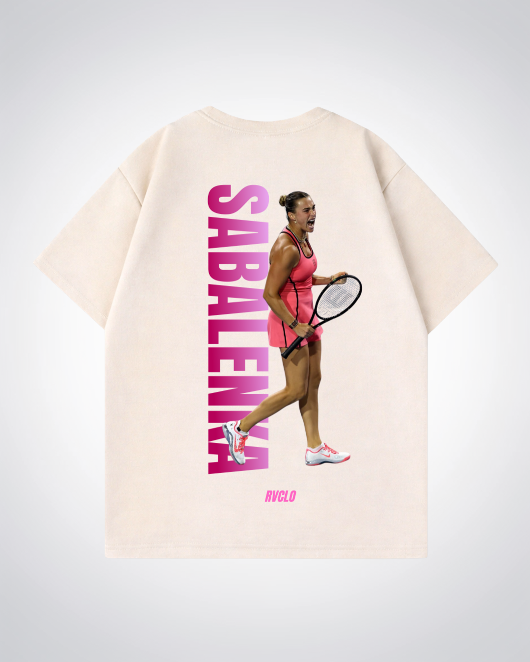 Sabalenka Oversized Shirt  - Beige Back (Designed)