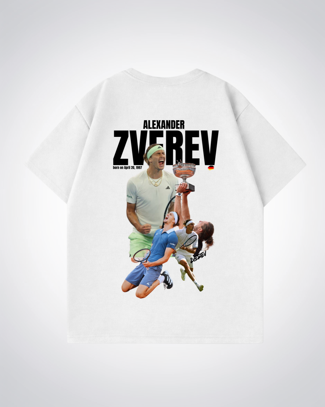 Alexander Zverev Oversized Shirt  - White Back (Designed)