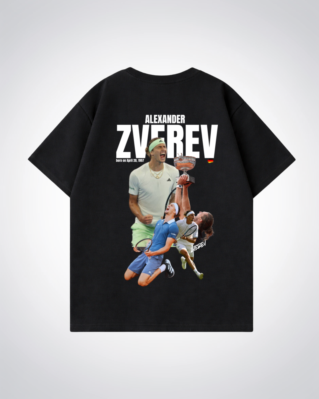 Alexander Zverev Oversized Shirt  - Black Back (Designed)
