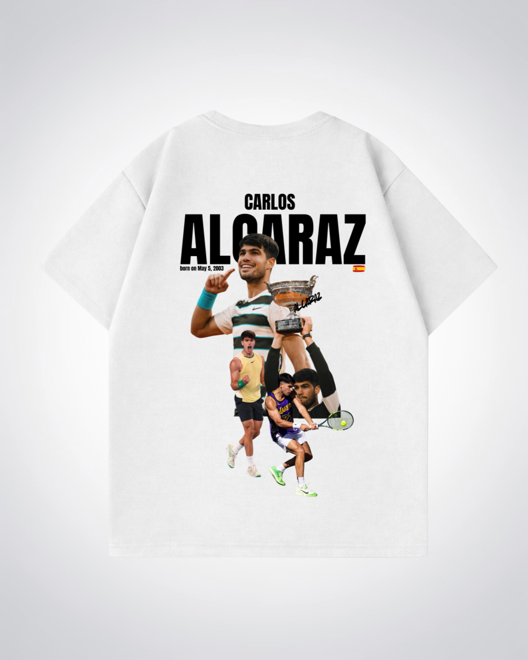 Carlos Alcaraz Oversized Shirt  - White Back (Designed)