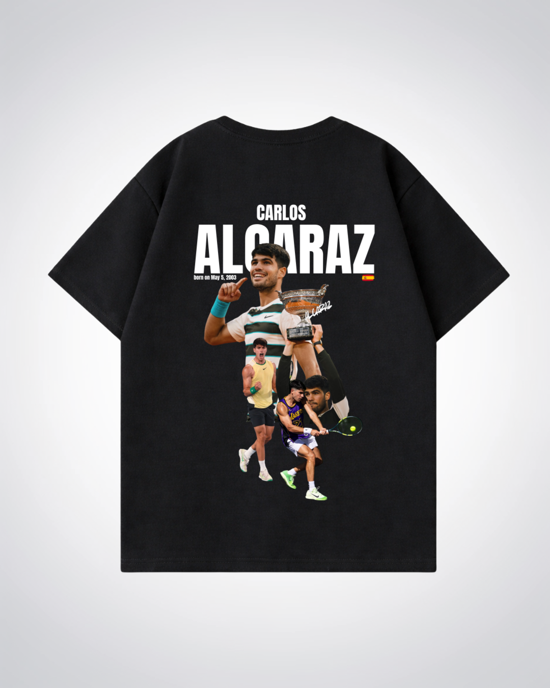 Carlos Alcaraz Oversized Shirt  - Black Back (Designed)