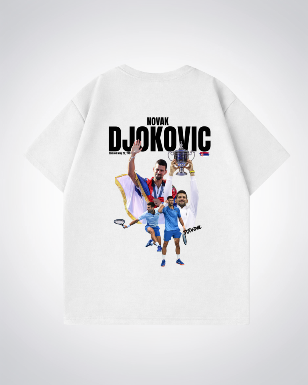Novak Djokovic Oversized Shirt  - White Back (Designed)