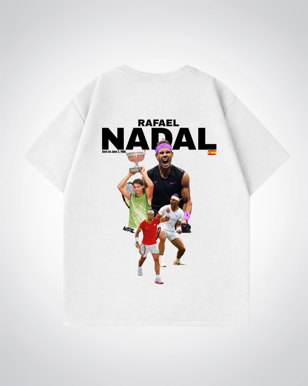 Rafael Nadal Oversized Shirt  - White Back (Designed)