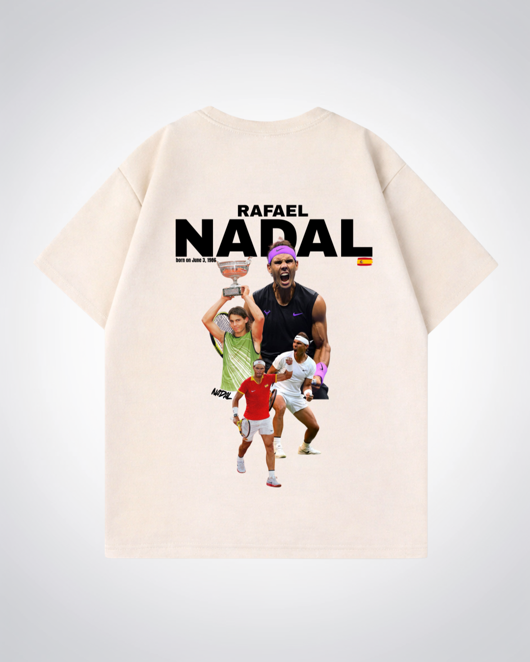 Rafael Nadal Oversized Shirt  - Beige Back (Designed)