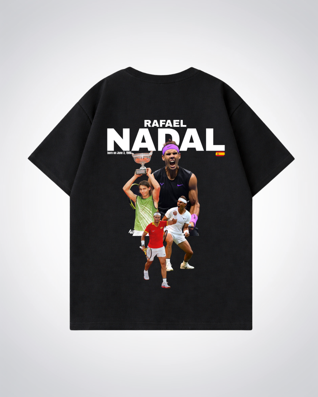 Rafael Nadal Oversized Shirt  - Black Back (Designed)