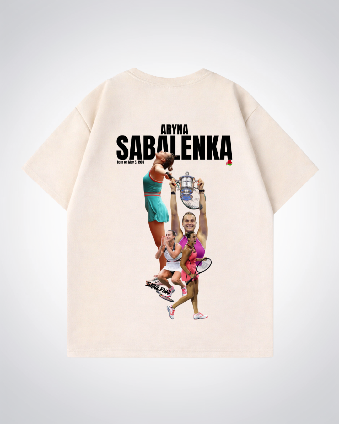 Aryna Sabalenka Oversized Shirt  - Beige Back (Designed)