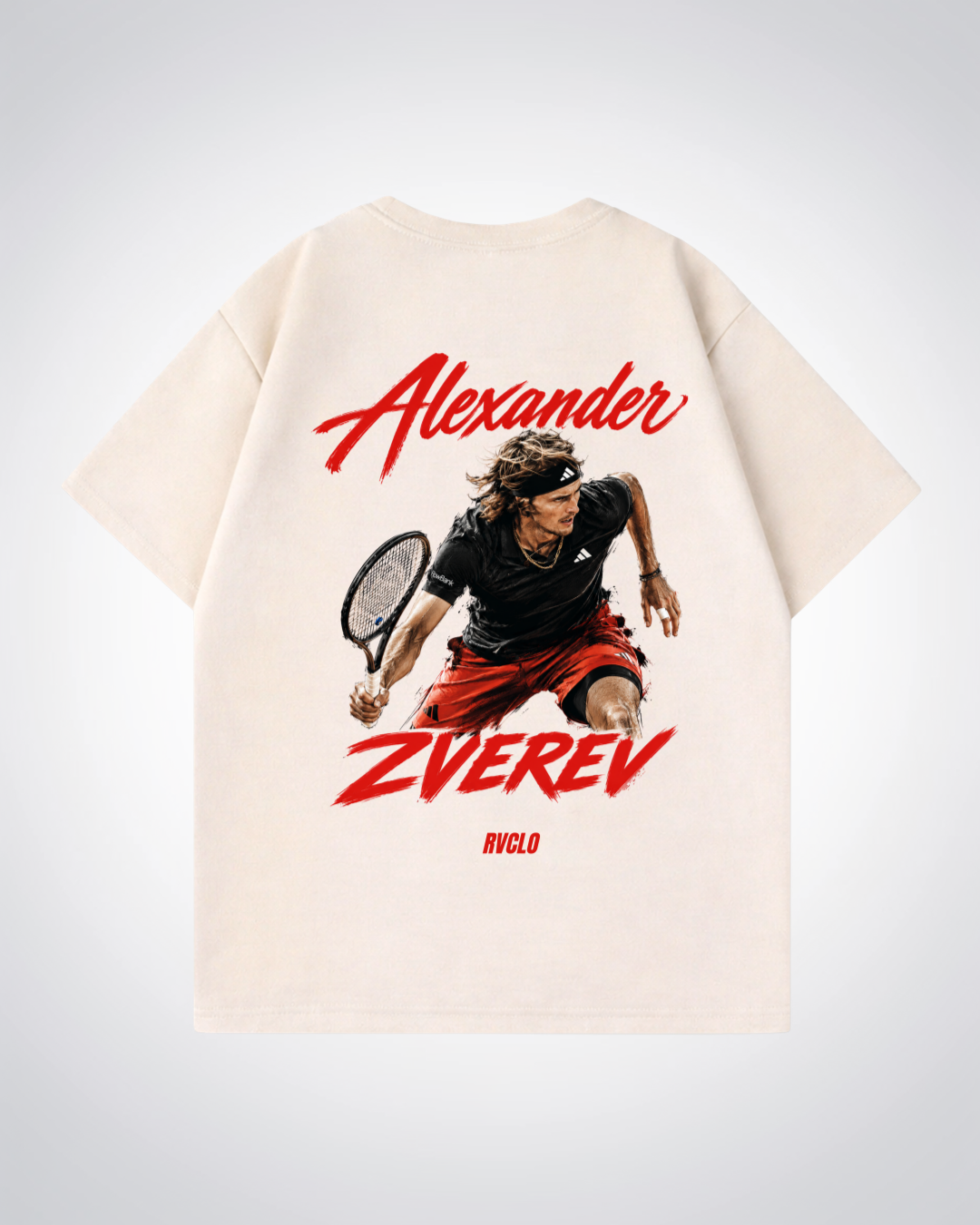 Alexander Zverev Oversized Shirt  - Beige Back (Designed)